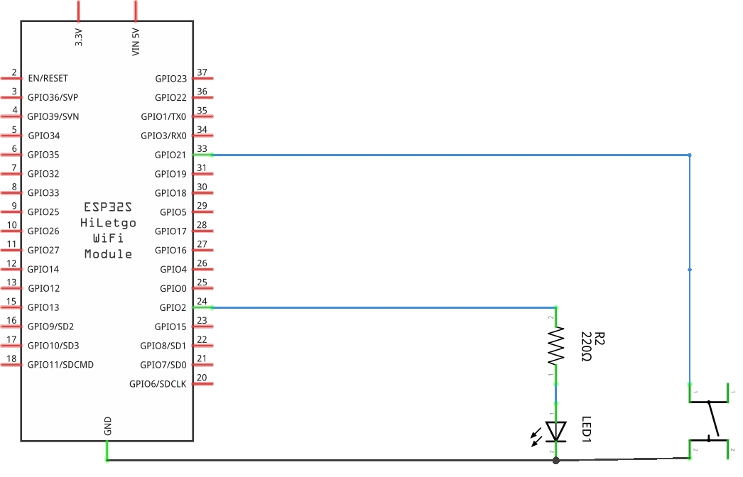 ESP32 Button LED Wiring Diagram